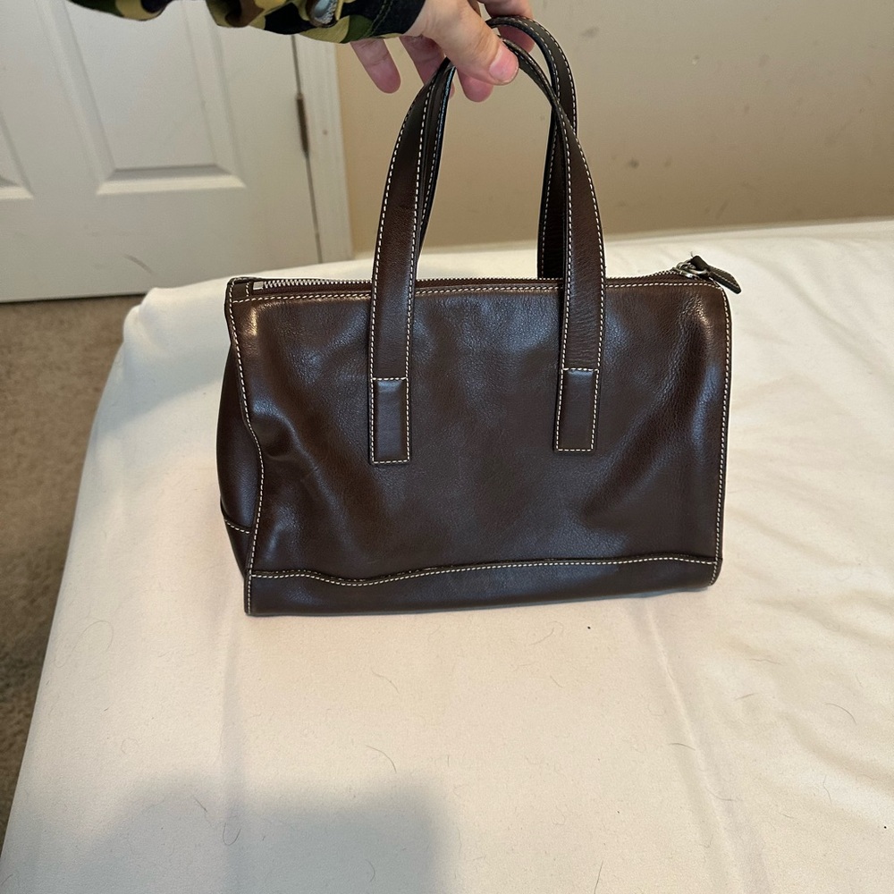 Brown Leather coach Bag with Dual Top Handles